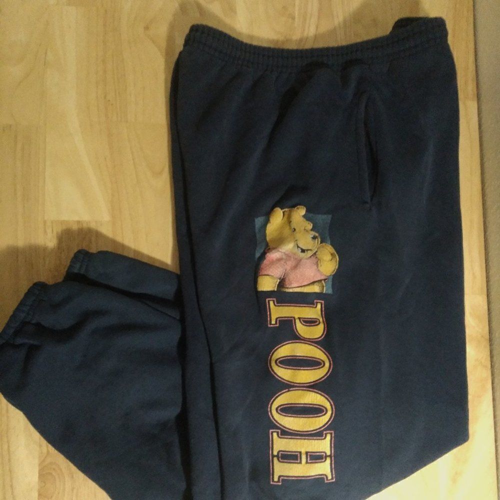 Vintage Winnie The Pooh Logo Sweatpants Joggers Trainers